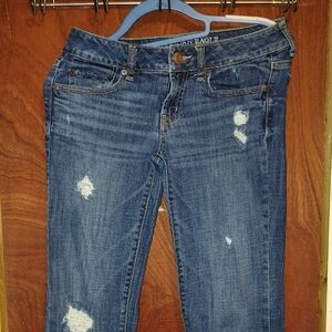 American Eagle Outfitters Women's Distressed Blue Skinny Jeans